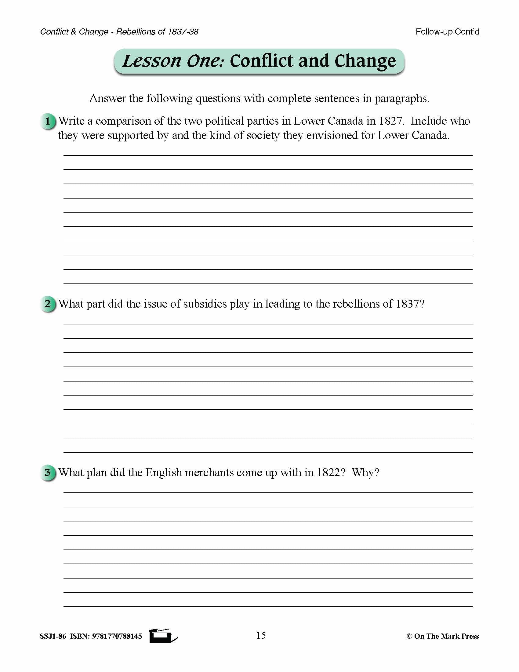 Conflict & Change Of 1837 To 1838  Grades 7-8
