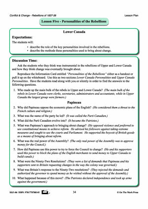 Personalities Of The Rebellions In Upper Canada Gr. 7-8