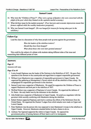 Personalities Of The Rebellions In Upper Canada Gr. 7-8