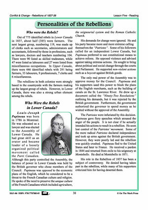 Personalities Of The Rebellions In Upper Canada Gr. 7-8