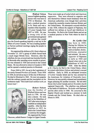 Personalities Of The Rebellions In Upper Canada Gr. 7-8