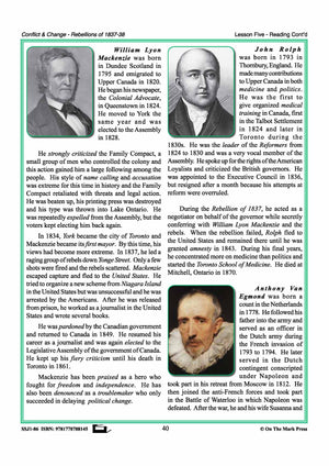 Personalities Of The Rebellions In Upper Canada Gr. 7-8