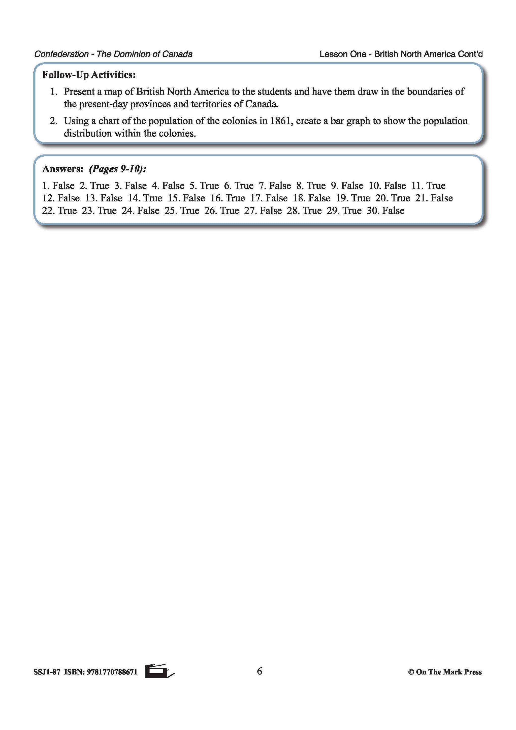 British North America Lesson Grades 7-8