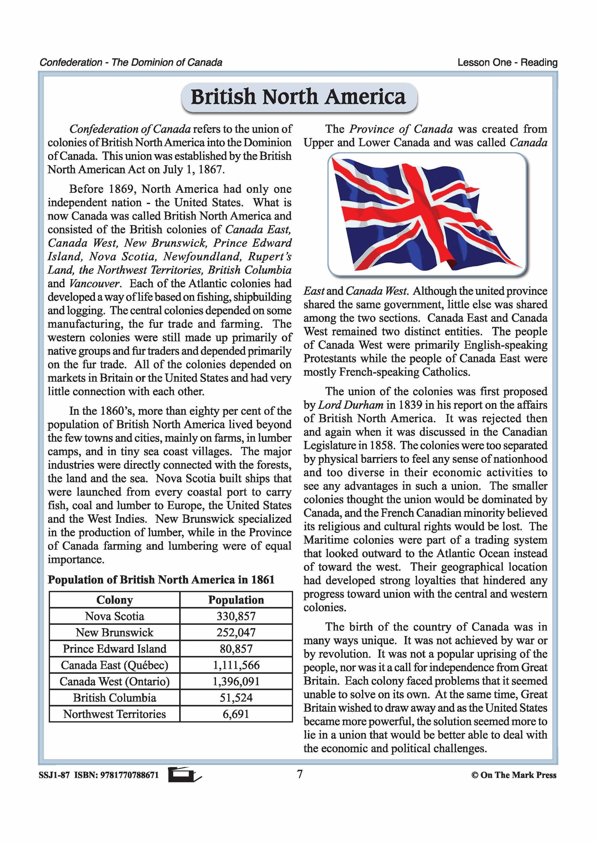 British North America Lesson Grades 7-8