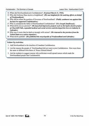 Newfoundland Joins Confederation Lesson Grades 7-8