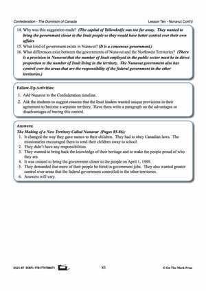 Nunavut:  The New Territory Lesson Grades 7-8