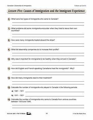 Causes of Immigration & The Immigrant Experience Gr. 4-8