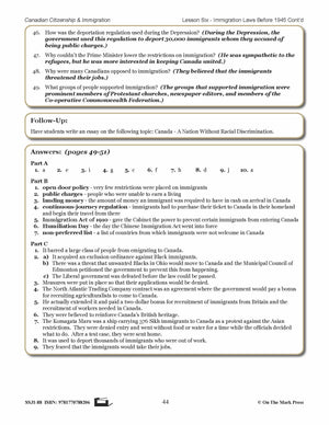 Immigration Laws Before 1945 In Canada Gr. 4-8