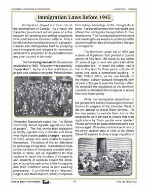 Immigration Laws Before 1945 In Canada Gr. 4-8