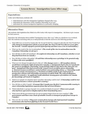 Immigration Laws After 1945 In Canada Gr. 4-8