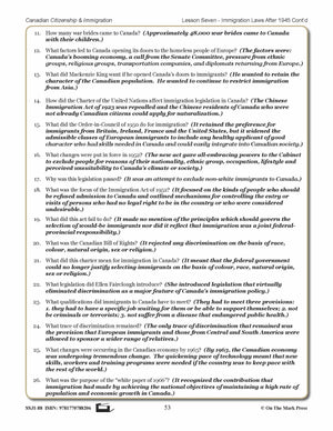 Immigration Laws After 1945 In Canada Gr. 4-8