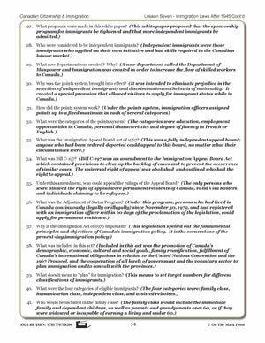 Immigration Laws After 1945 In Canada Gr. 4-8