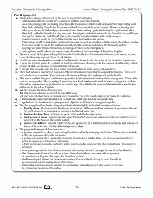 Immigration Laws After 1945 In Canada Gr. 4-8