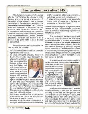 Immigration Laws After 1945 In Canada Gr. 4-8