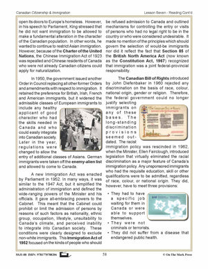 Immigration Laws After 1945 In Canada Gr. 4-8