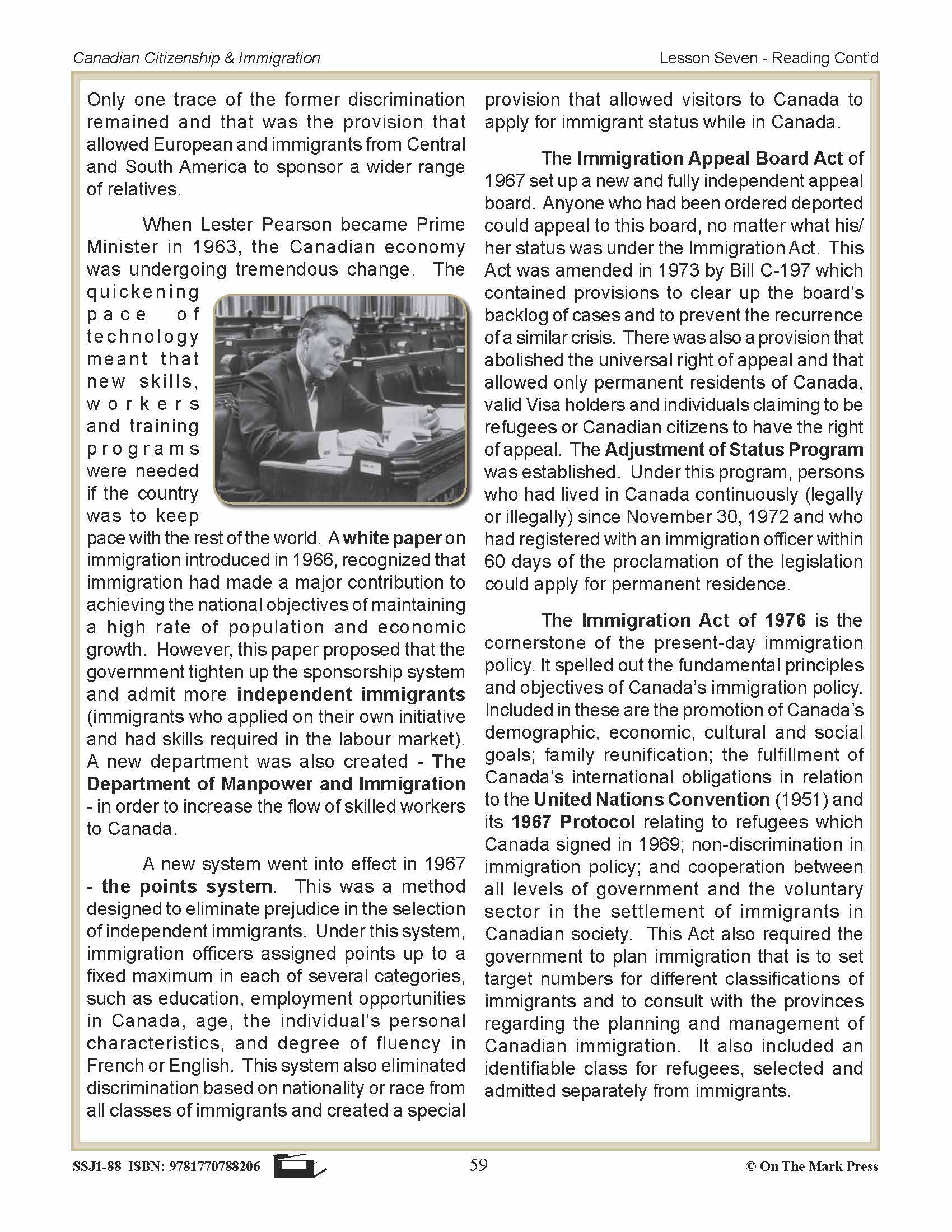 Immigration Laws After 1945 In Canada Gr. 4-8