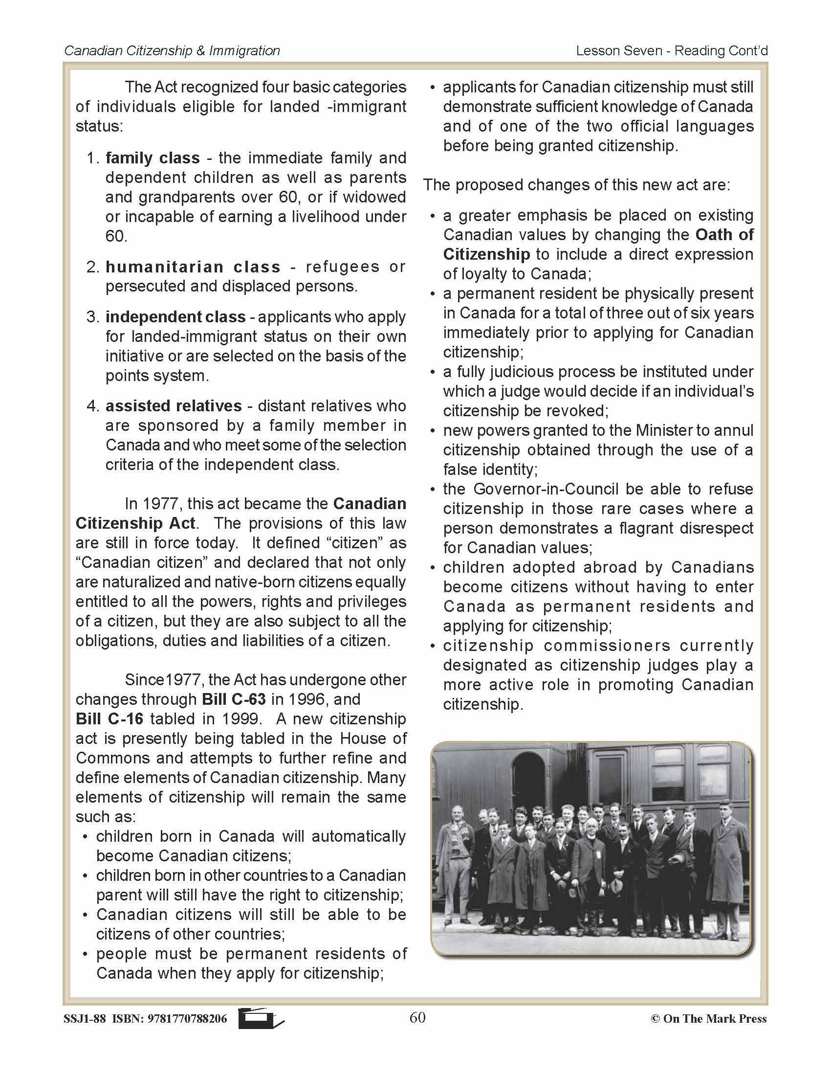 Immigration Laws After 1945 In Canada Gr. 4-8