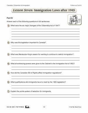 Immigration Laws After 1945 In Canada Gr. 4-8