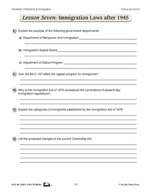 Immigration Laws After 1945 In Canada Gr. 4-8