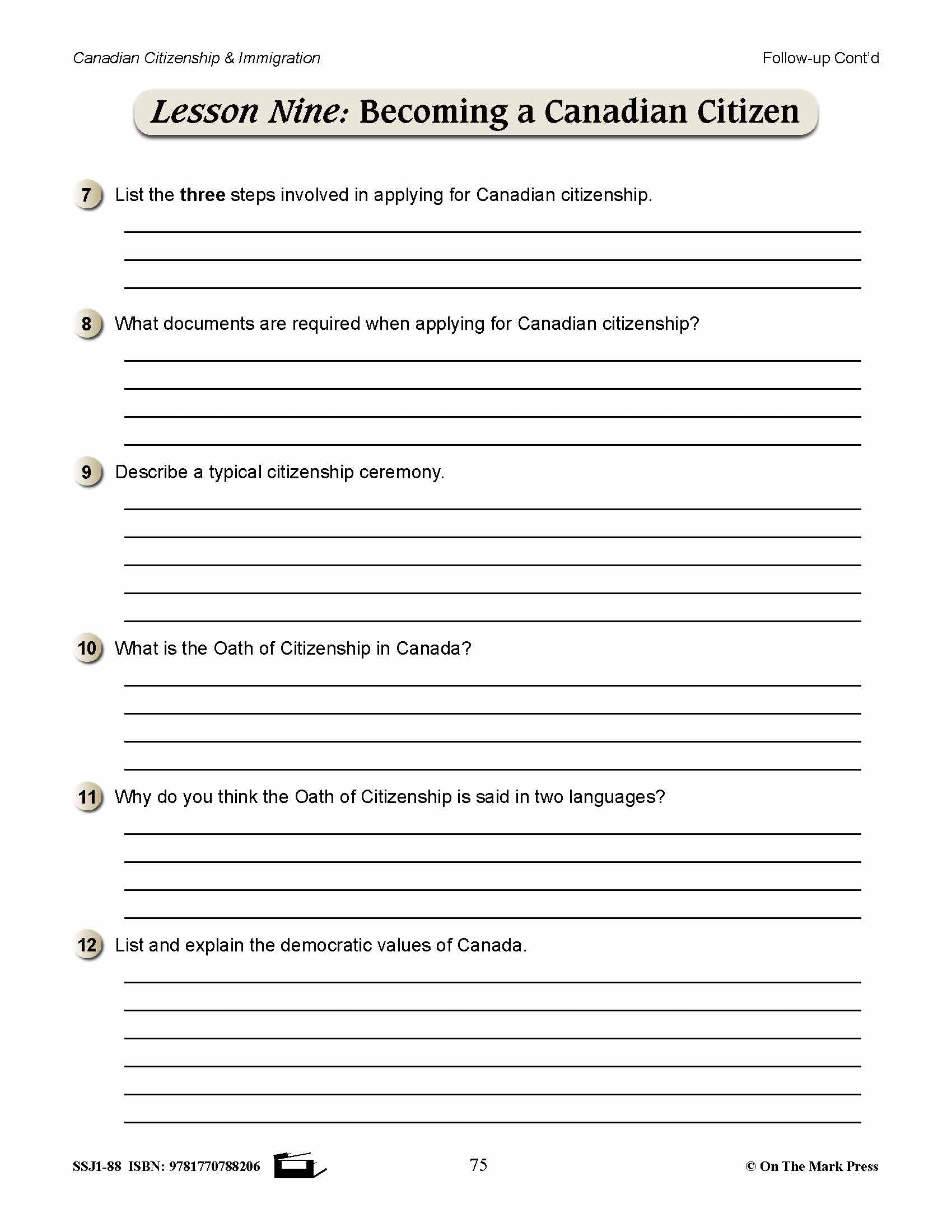 Becomming A Canadian Citizen Gr. 4-8