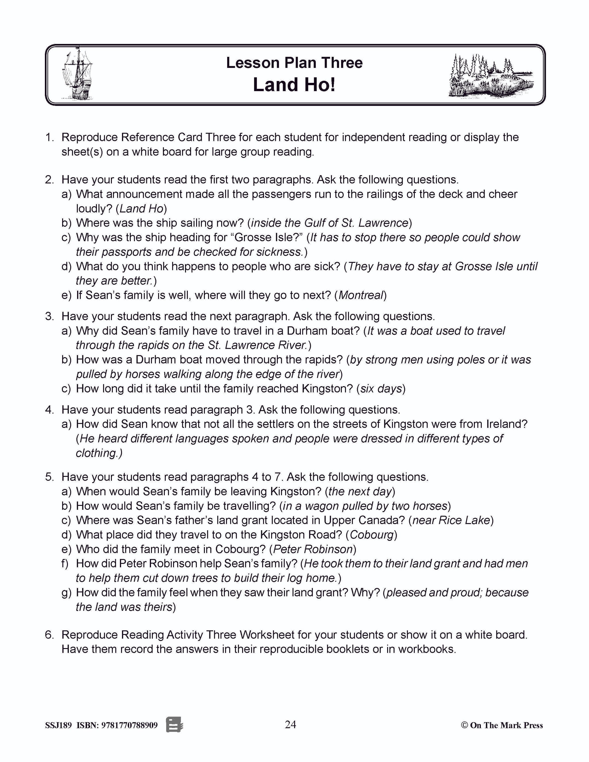 Land Ho! An Early Settlers Lesson Grades 2-4