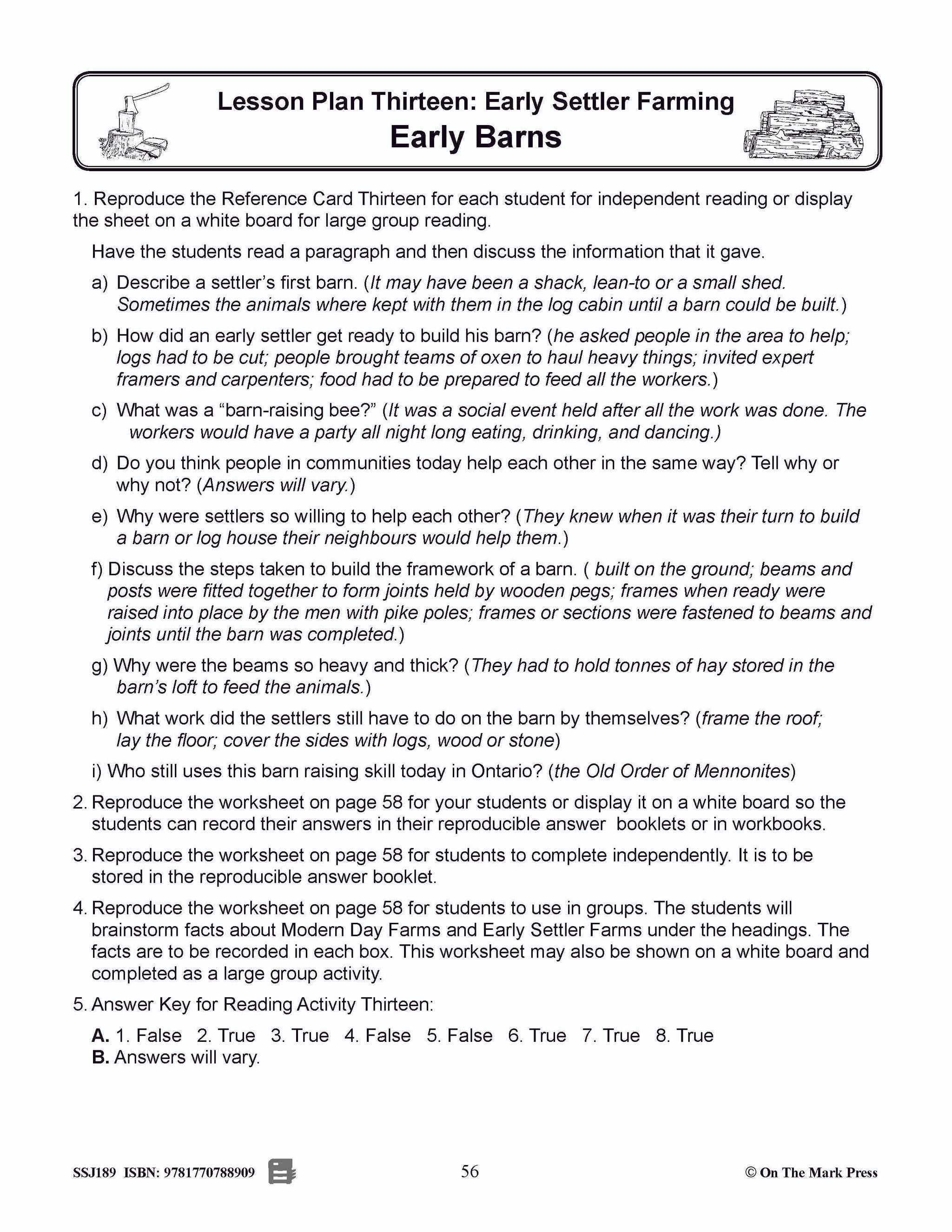 Early Settler Farming - Early Barns Grades 2-4