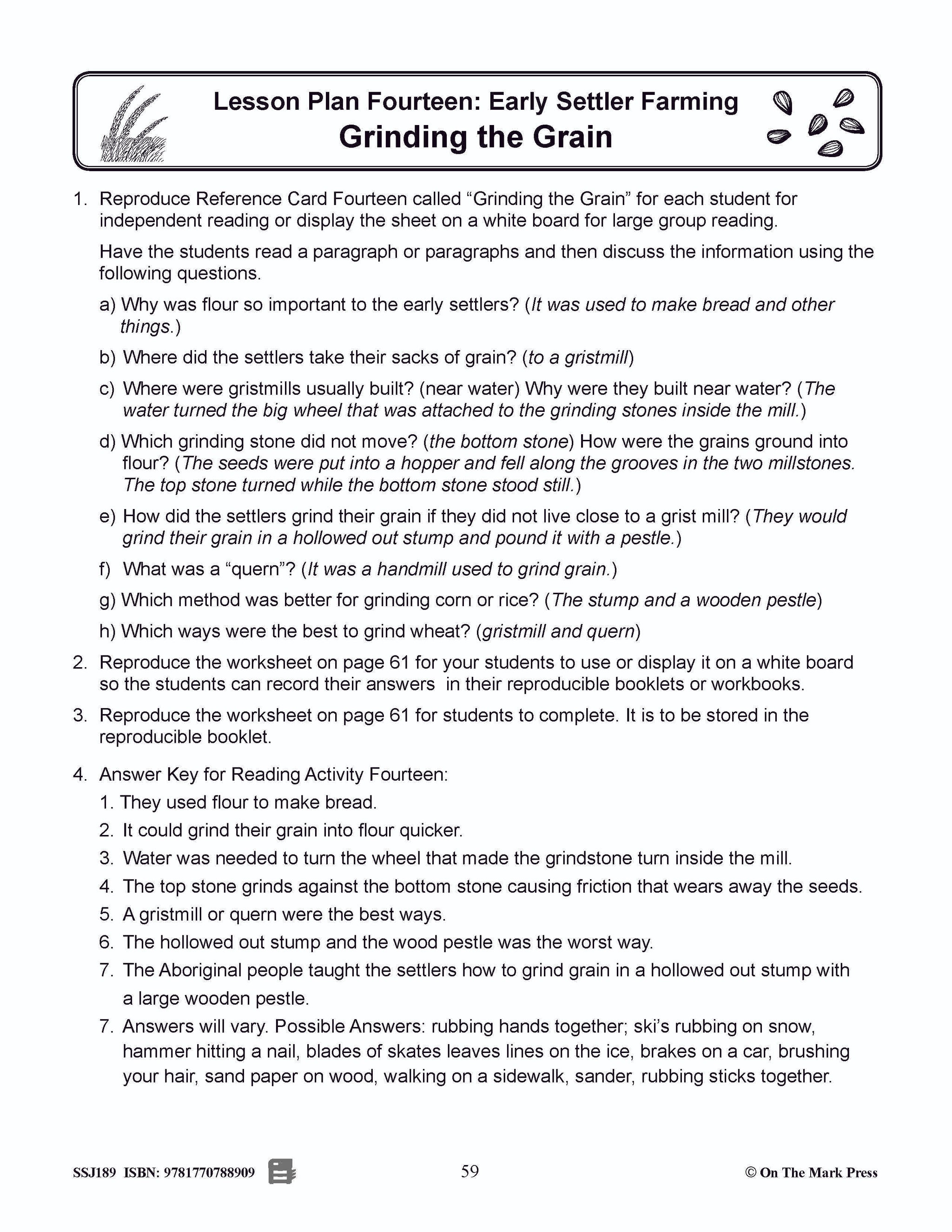 Early Settler Farming - Grinding the Grain Grades 2-4