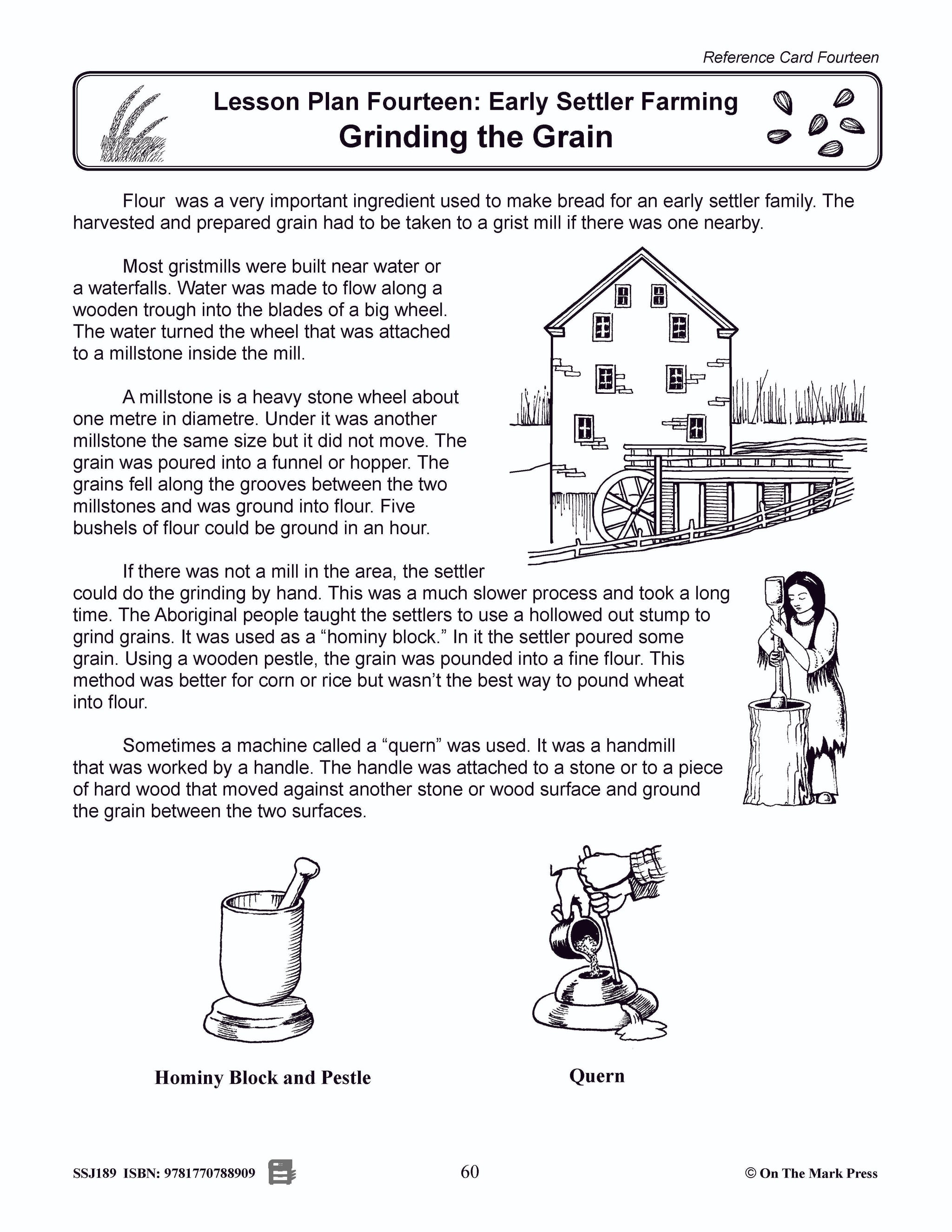 Early Settler Farming - Grinding the Grain Grades 2-4
