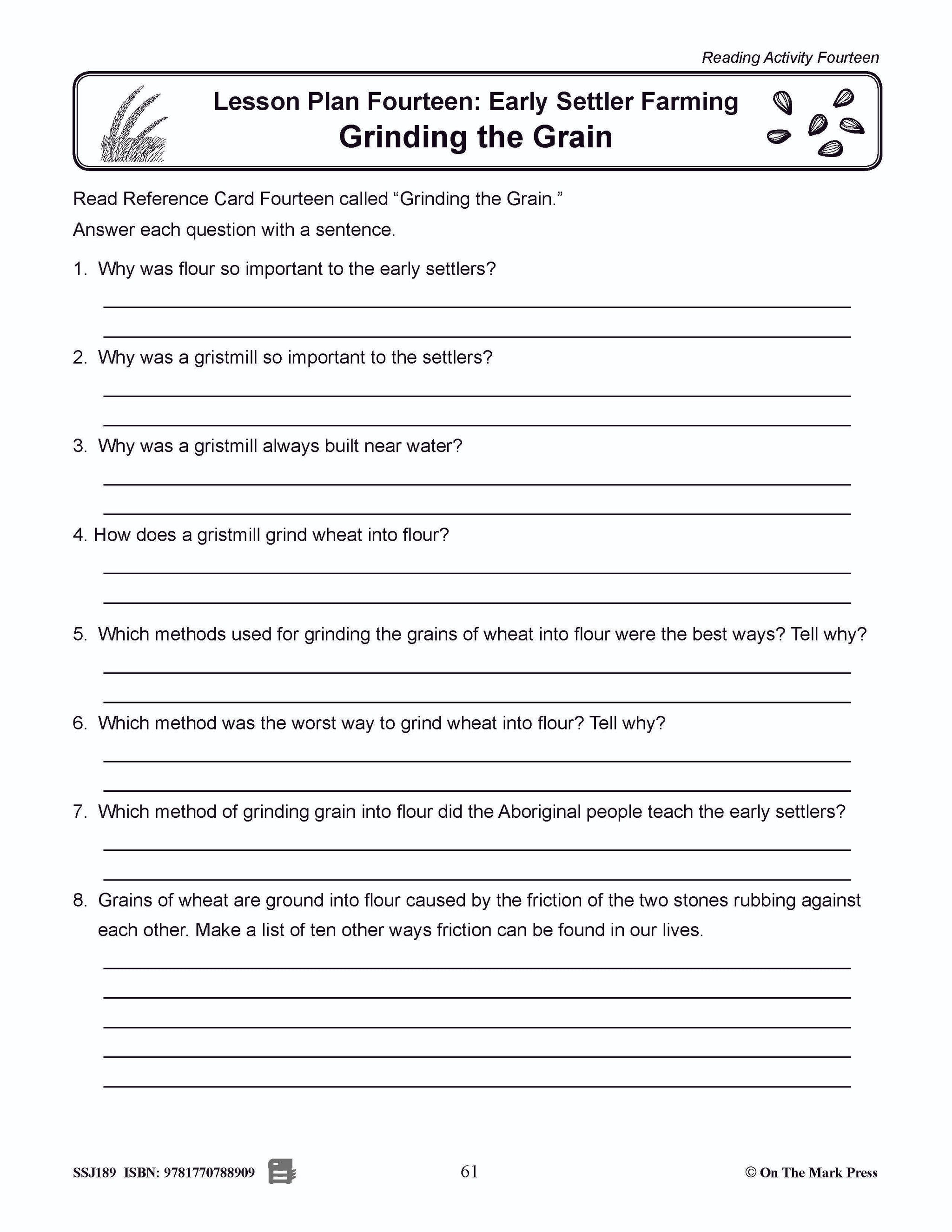 Early Settler Farming - Grinding the Grain Grades 2-4