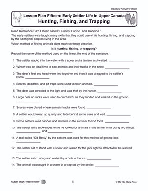 Early Settler - Hunting, Fishing and Trapping Grades 2-4