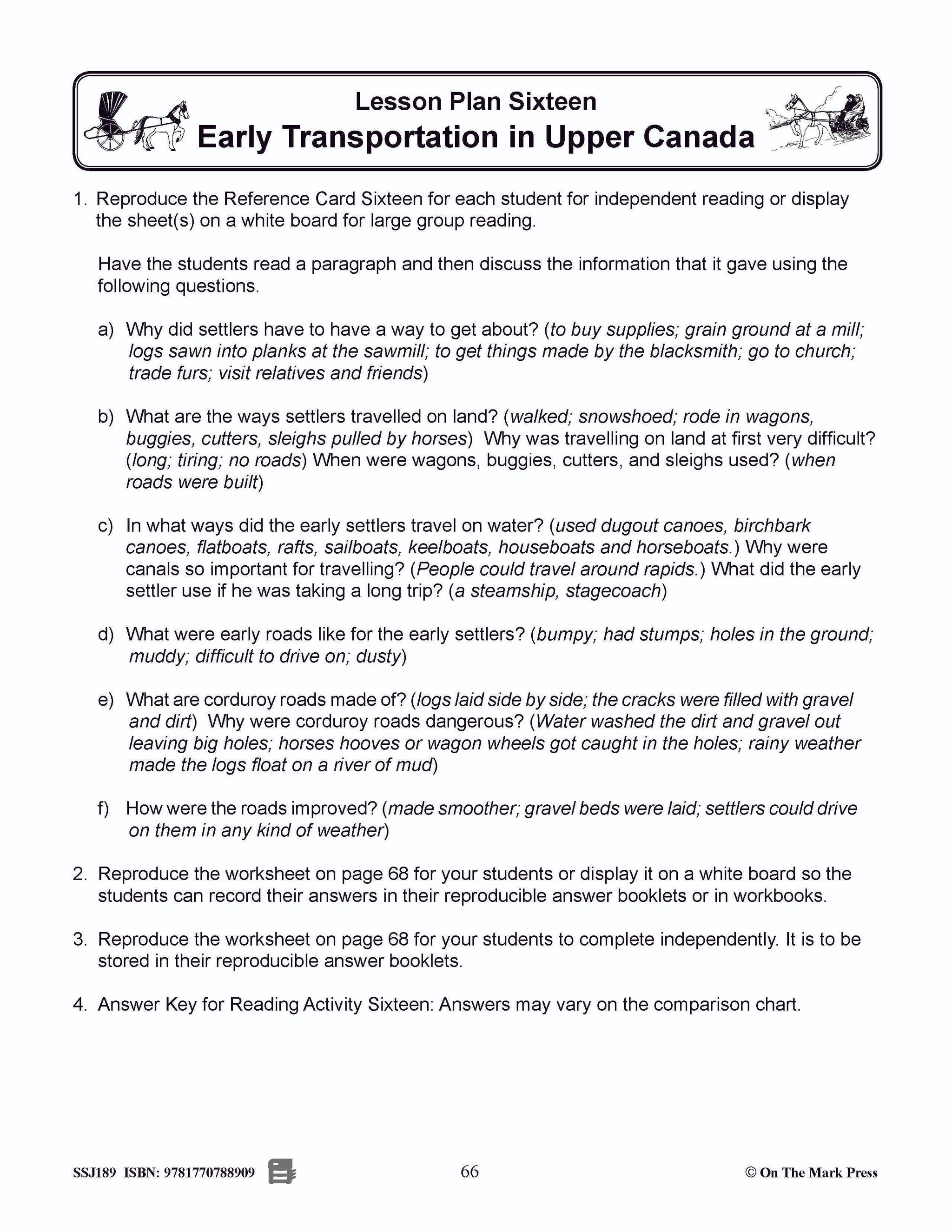 Early Transportation in Upper Canada Grades 2-4