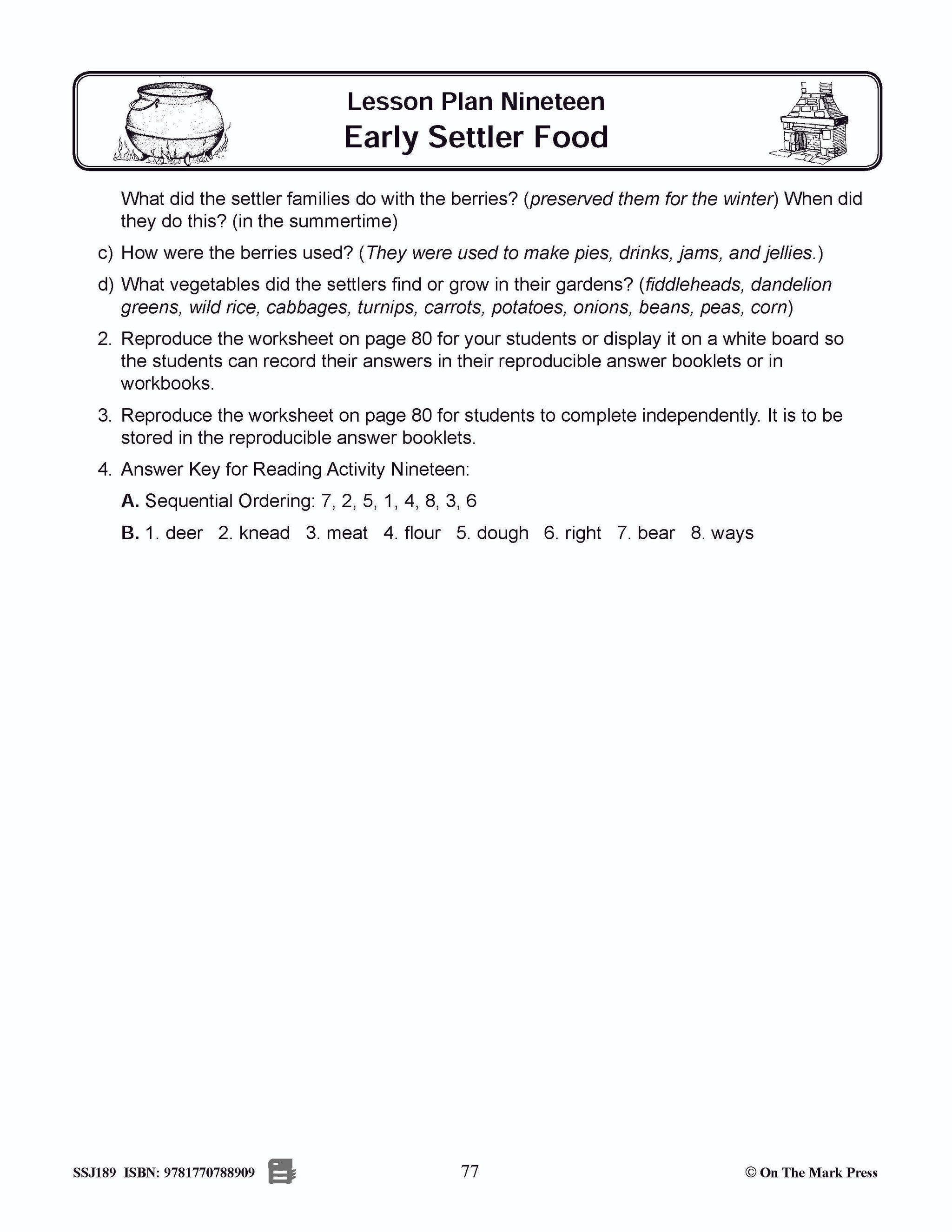 Early Settler Food - Meat from the Forests and Barns Grades 2-4