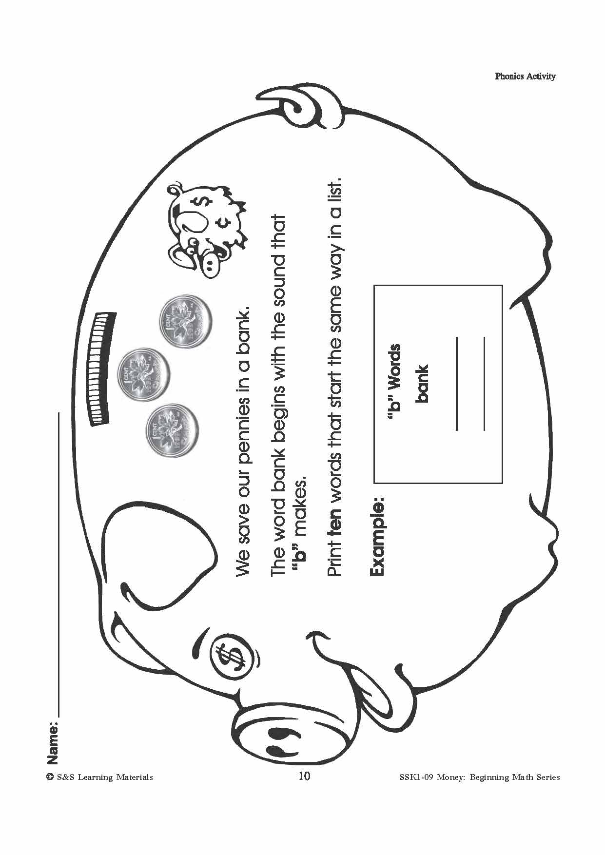 Canadian Money: Phonics Worksheets Grades 1-3