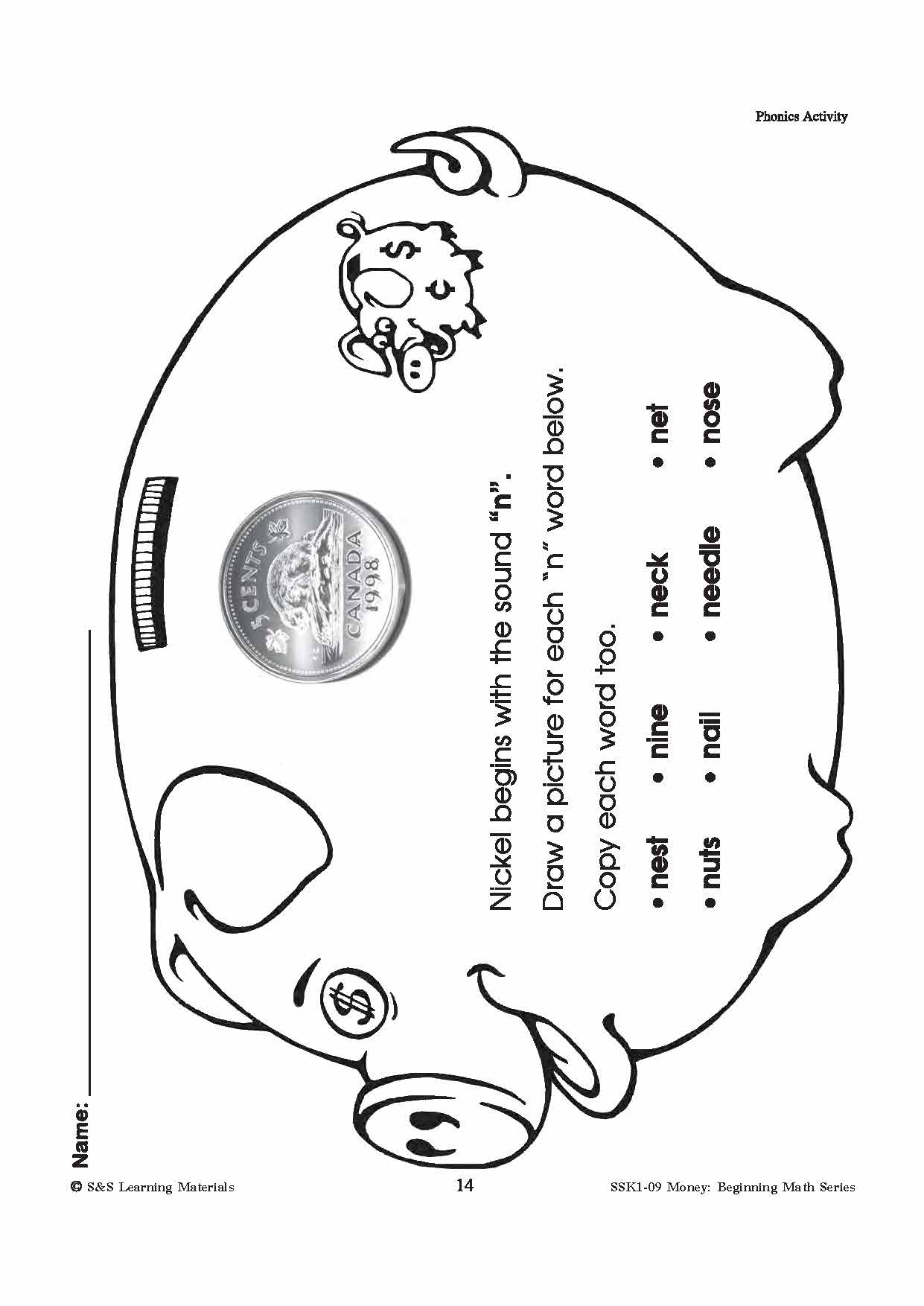 Canadian Money: Phonics Worksheets Grades 1-3