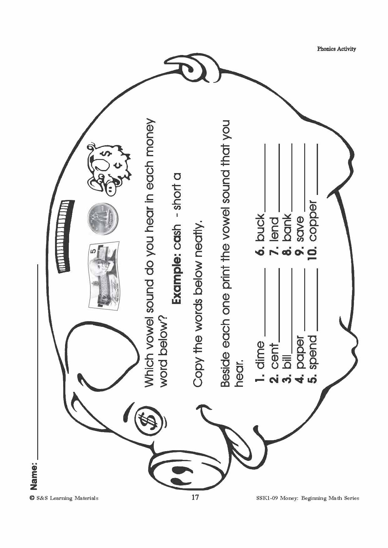 Canadian Money: Phonics Worksheets Grades 1-3