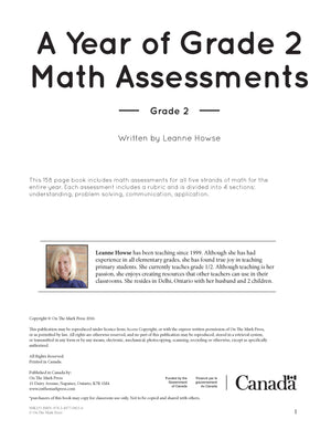 A Year of Grade 2 Math Assessments