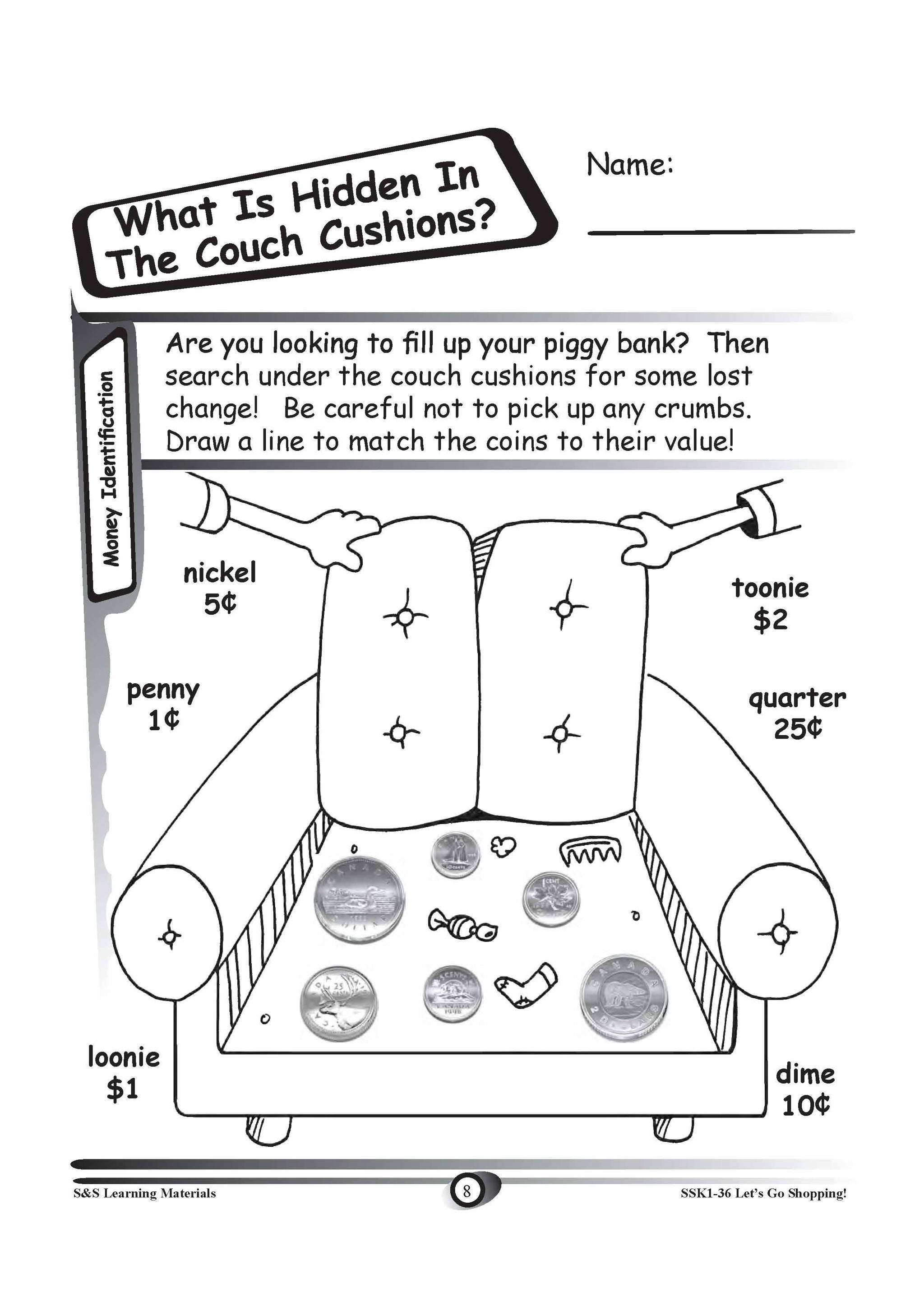 Identifying Canadian Money Grades K-3 Worksheets