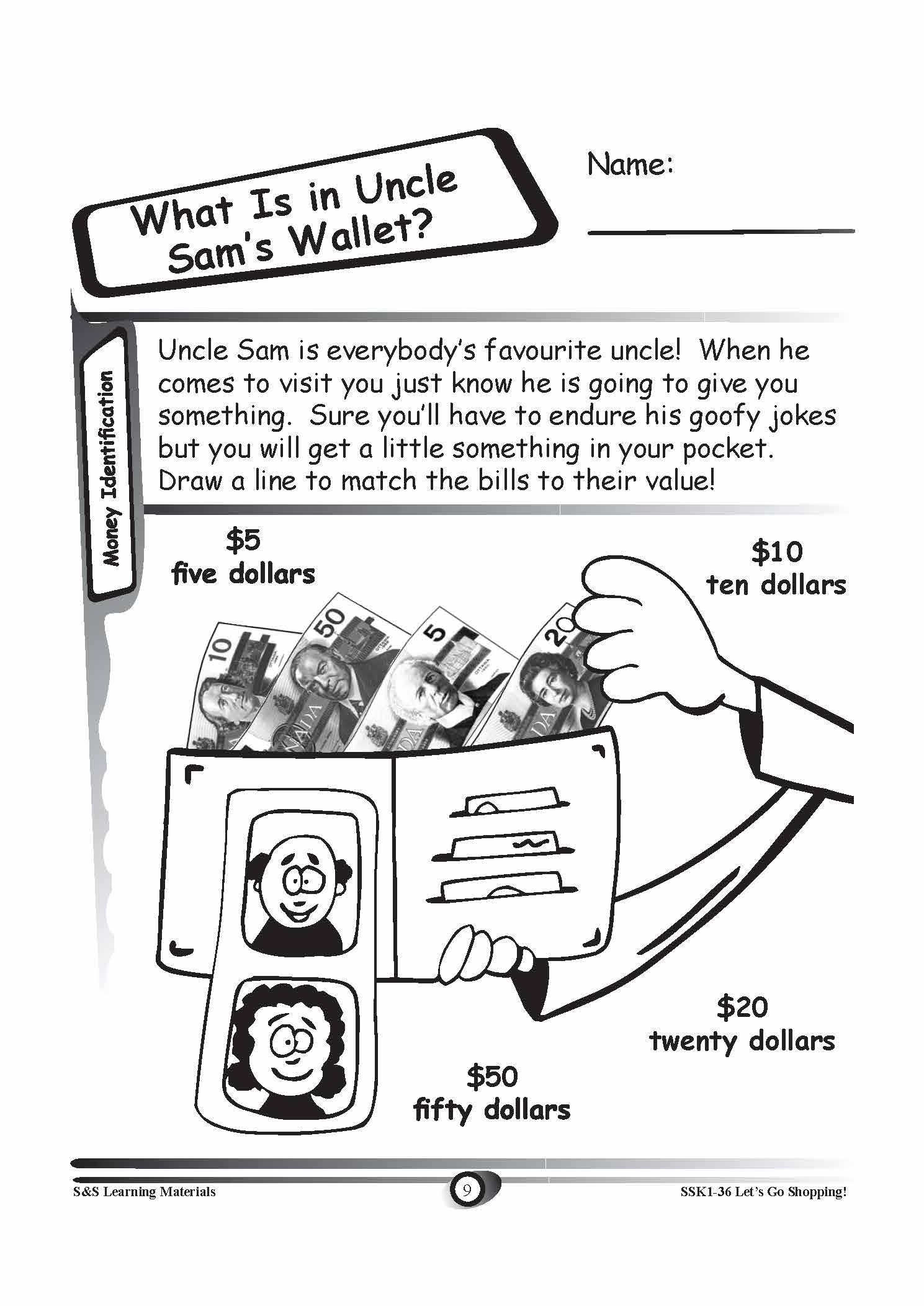 Identifying Canadian Money Grades K-3 Worksheets