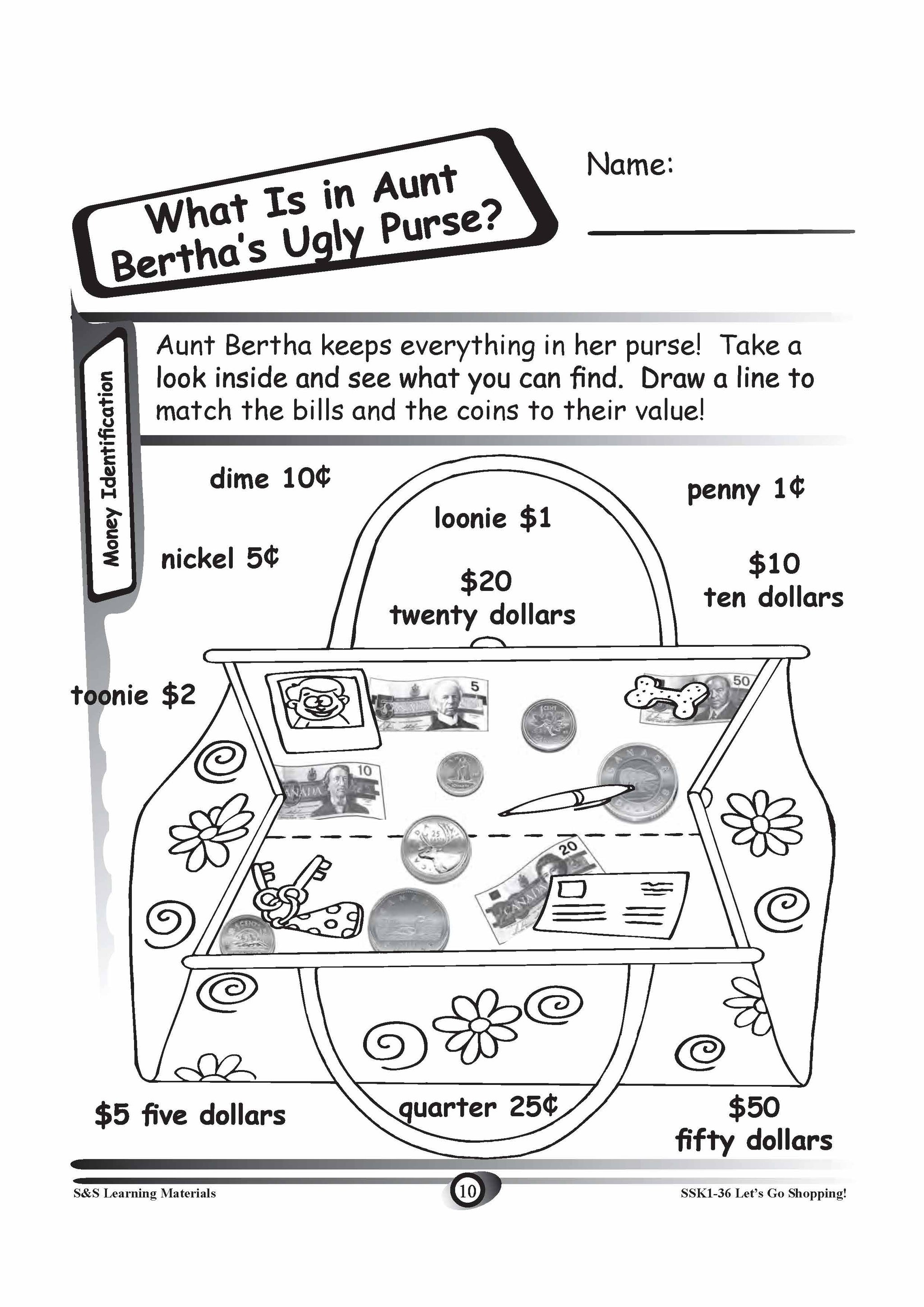 Identifying Canadian Money Grades K-3 Worksheets