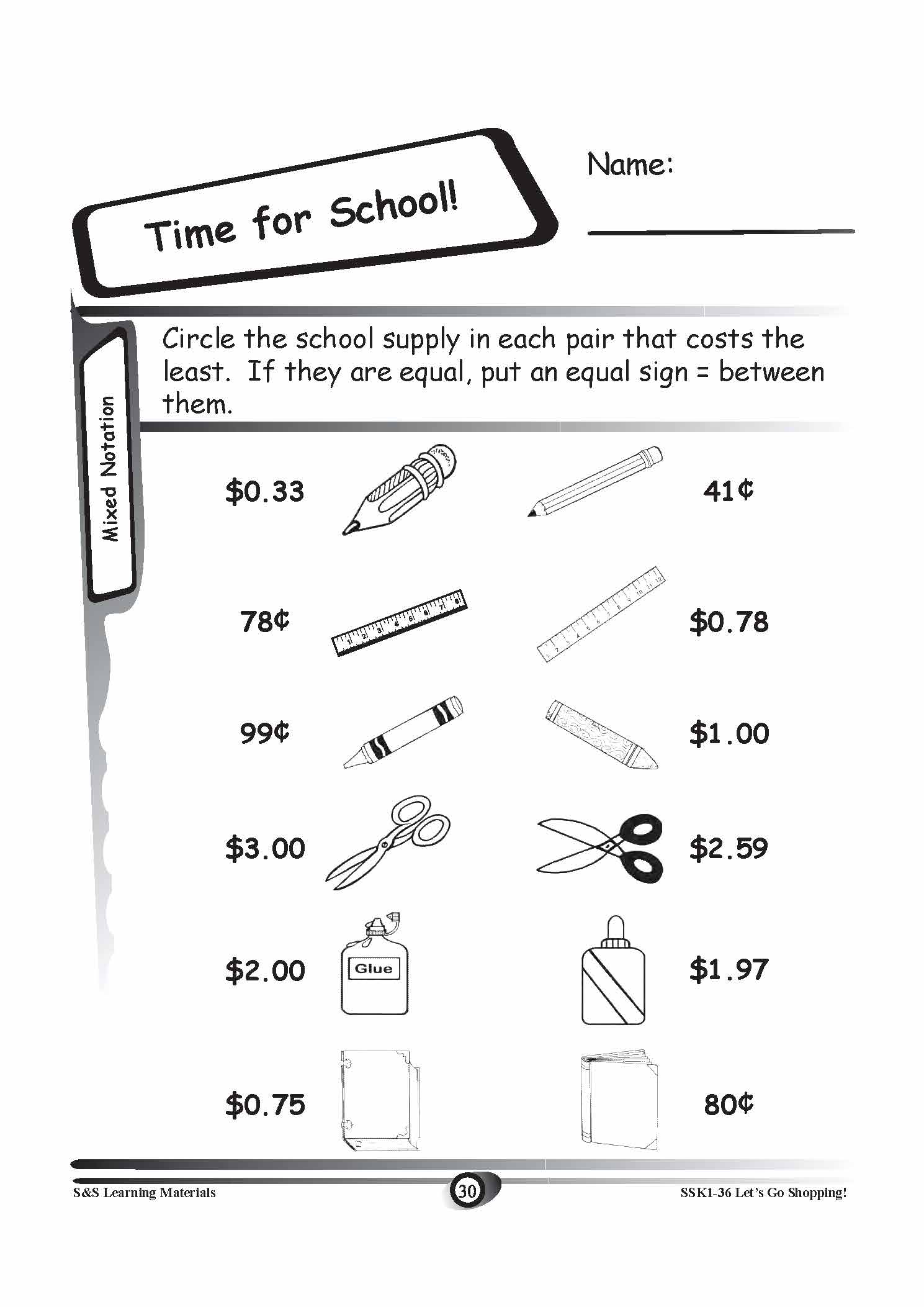 Canadian Money: Mixed Notation Grades K-3 Worksheets