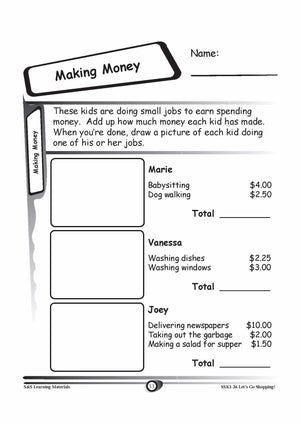 Canadian Money: Making Money Grades K-3 Worksheets