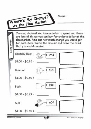 Canadian Money: Making Change Grades K-3 Worksheets
