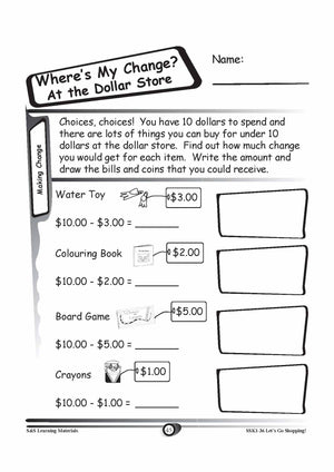 Canadian Money: Making Change Grades K-3 Worksheets