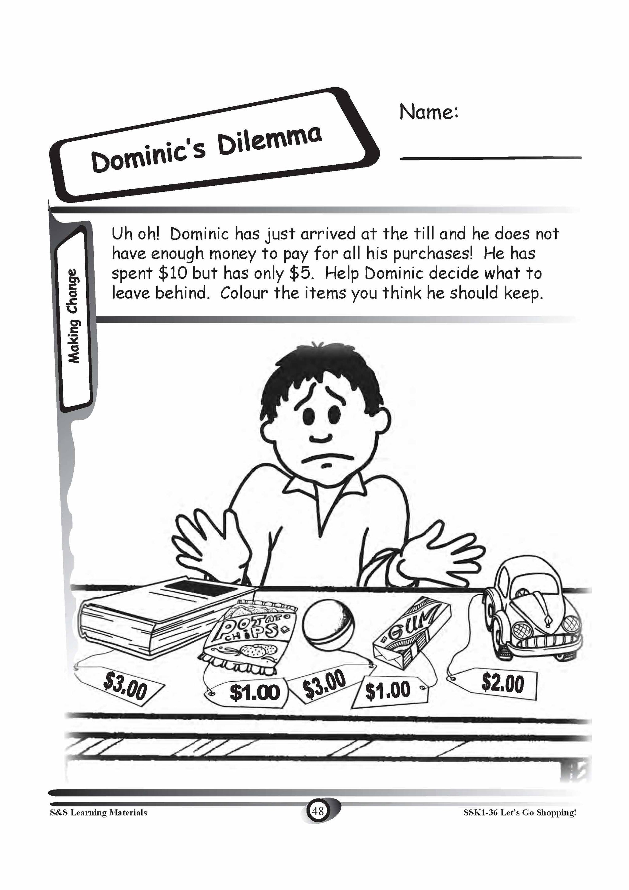 Canadian Money: Making Change Grades K-3 Worksheets