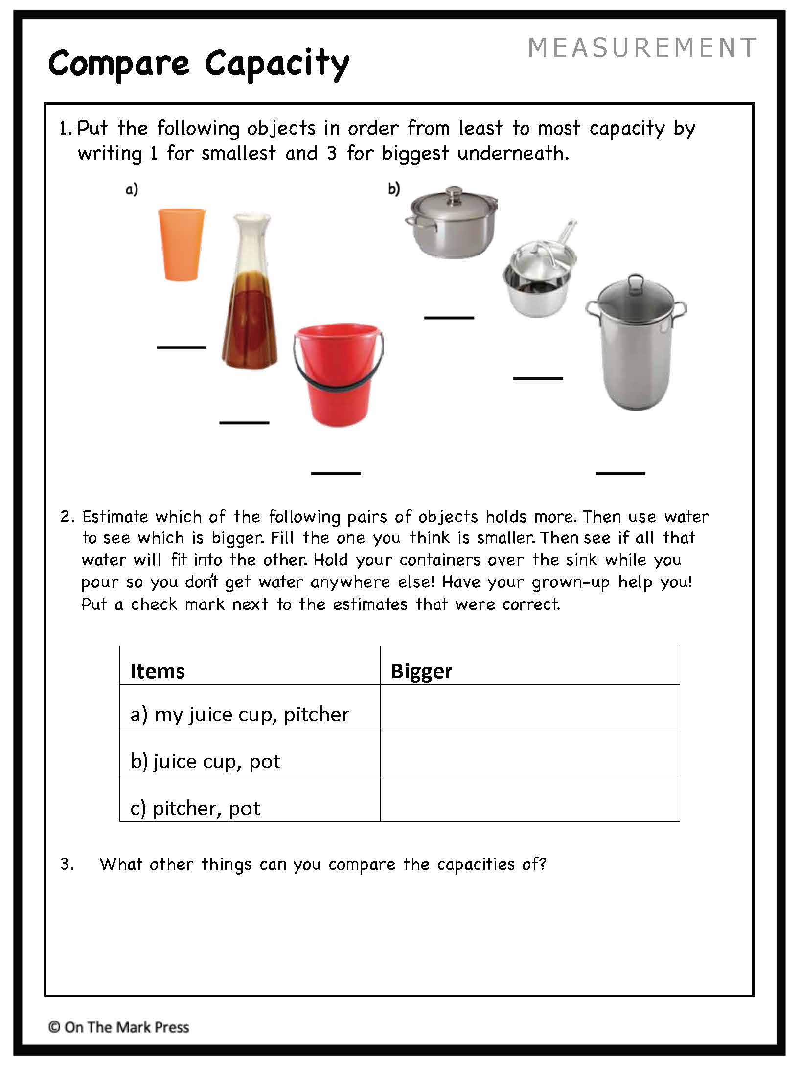 Canadian Measurement Lesson Plans & Activities Grade 1