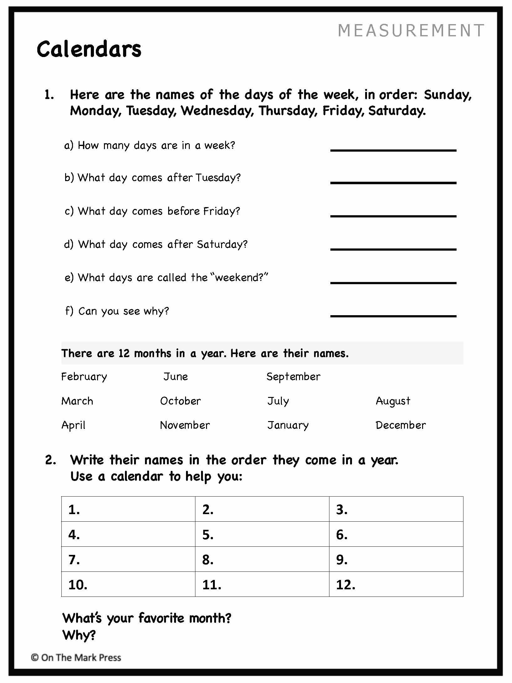 Canadian Measurement Lesson Plans & Activities Grade 1