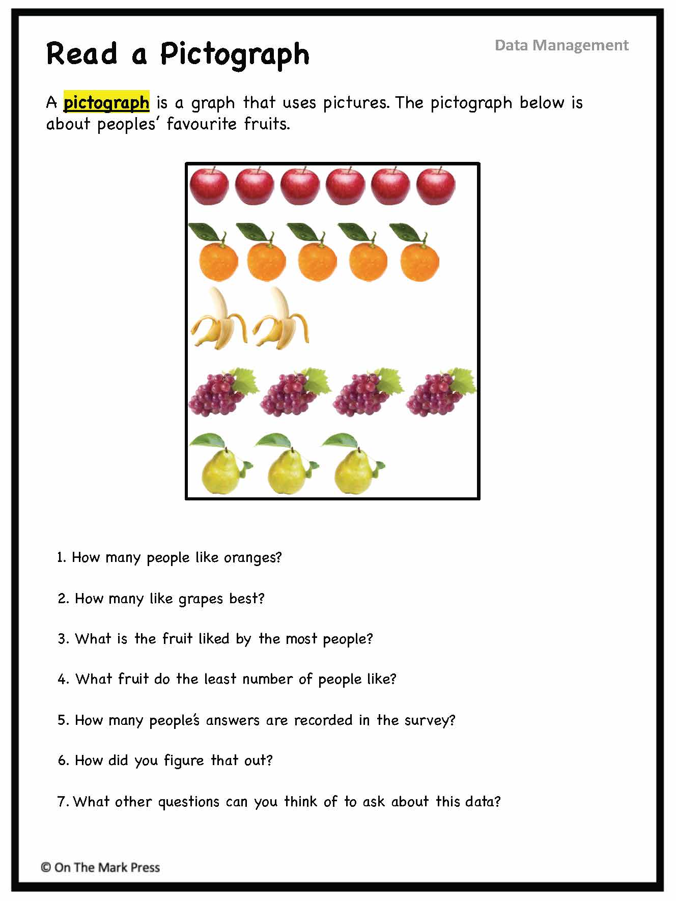 Canadian Data Management Lesson Plans & Activities Grade 1