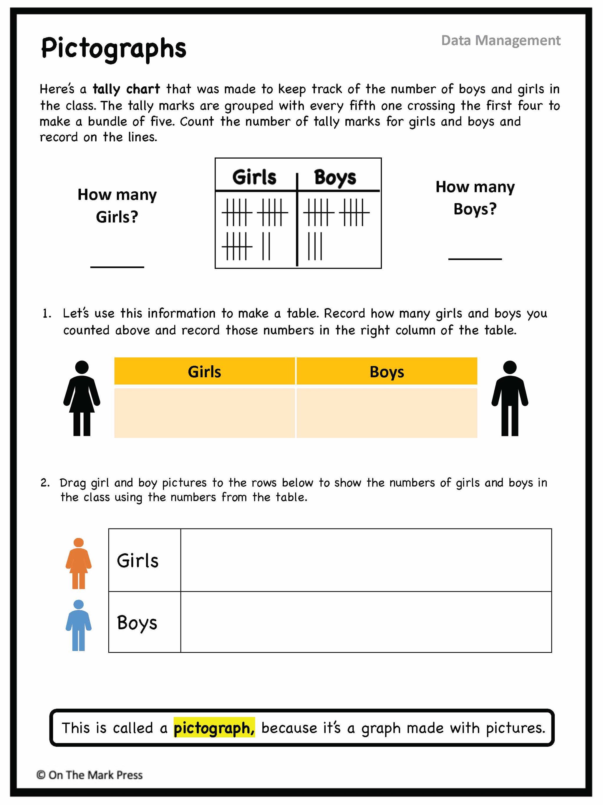 Canadian Data Management Lesson Plans & Activities Grade 1