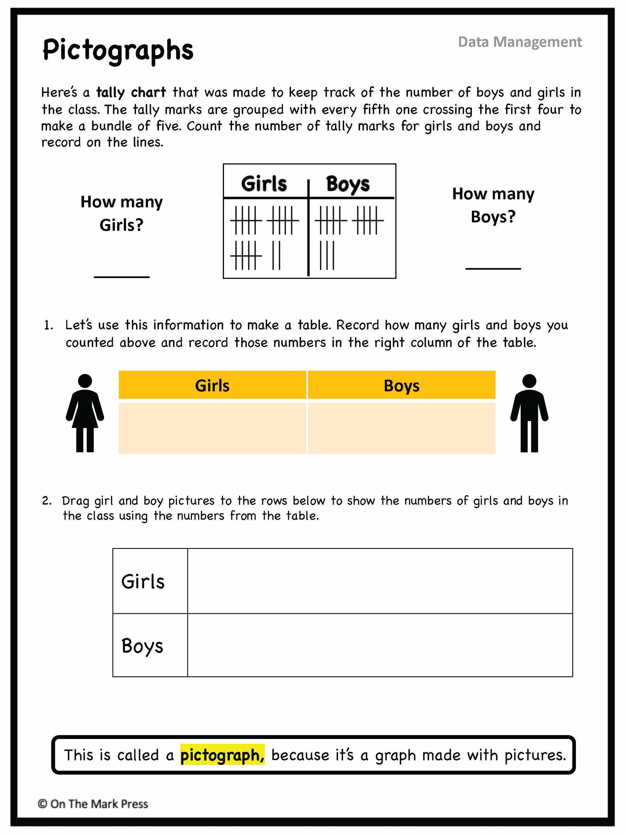 Canadian Data Management Lesson Plans & Activities Grade 1