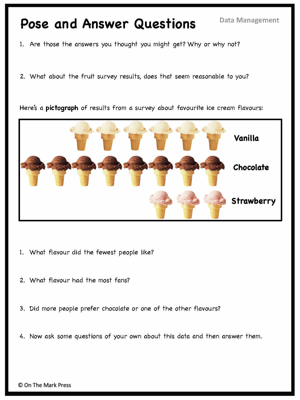 Canadian Data Management Lesson Plans & Activities Grade 1